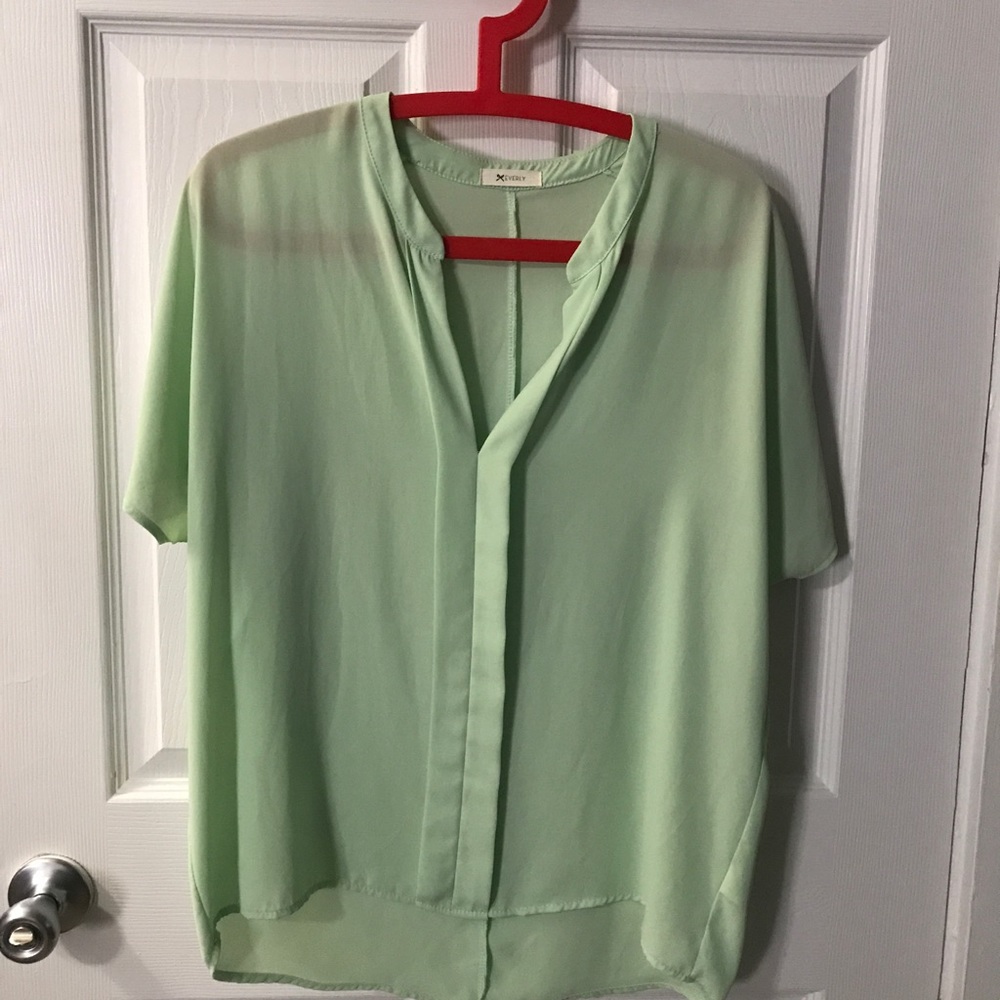 Sheer Mint Green Boxy Top